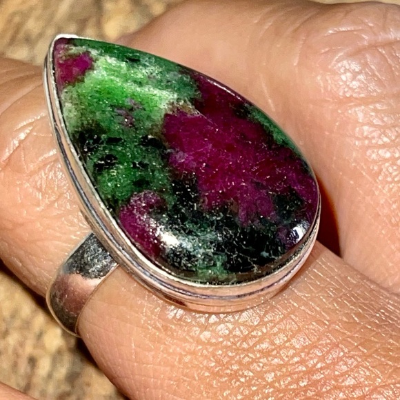 Ruby Zoisite Statement Ring Size 9 - Picture 3 of 11